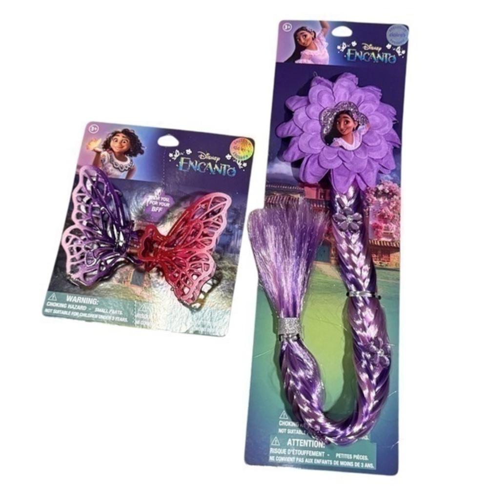 NEW Disney Encanto Claire’s Collab sold out purple braid hair w clip bff set